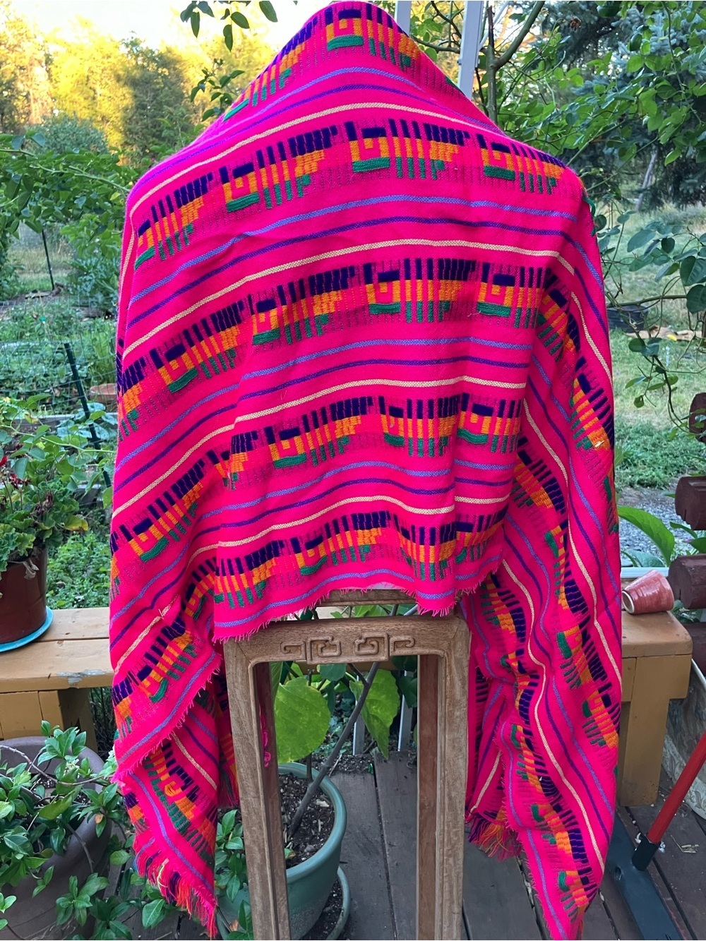 Hand woven shawl or blanket 74” x 31” machine loomed - Picture 2 of 9